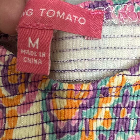 Flying Tomato Dress Womens Medium Floral Puff Sleeve Tiered Boho Festival Spring - Picture 6 of 13